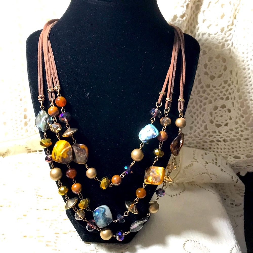 Fab multi stone, quartz, Crystal, dyed shell, dyed Pearl necklace!  Beautiful!